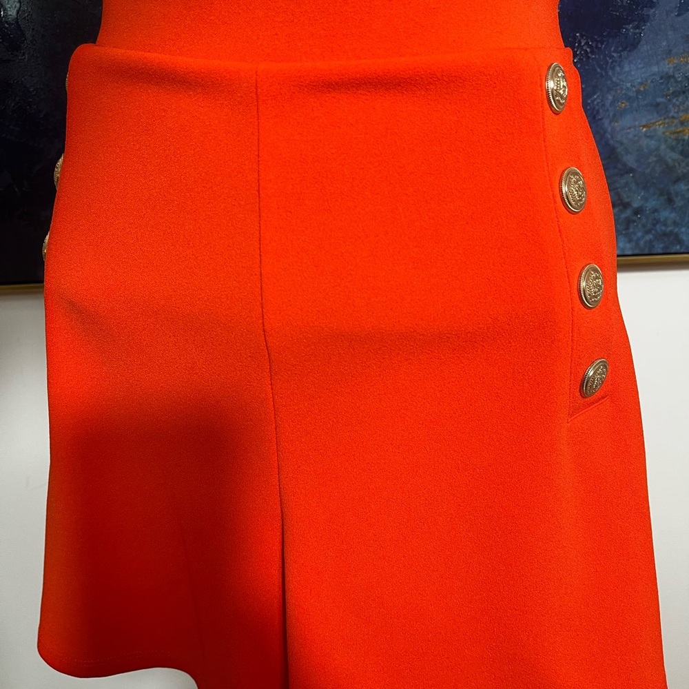 H&M Orange A-Line Mini Shorts Asymmetrical Casual
